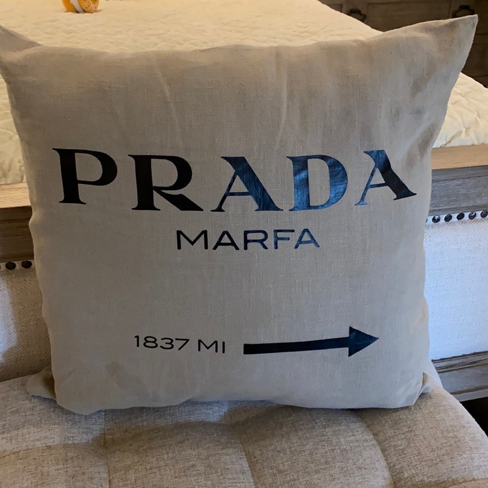 Prada linen throw pillow